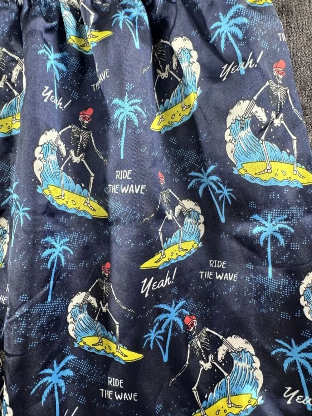 Jupiter Secret Boys Sz XL Silky Polyester Boxers/Sleep Shorts Surfing Skeletons
